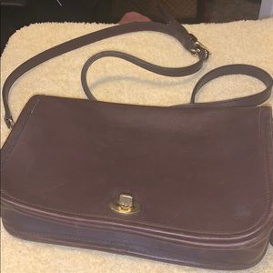 Brown leather coach crossbody